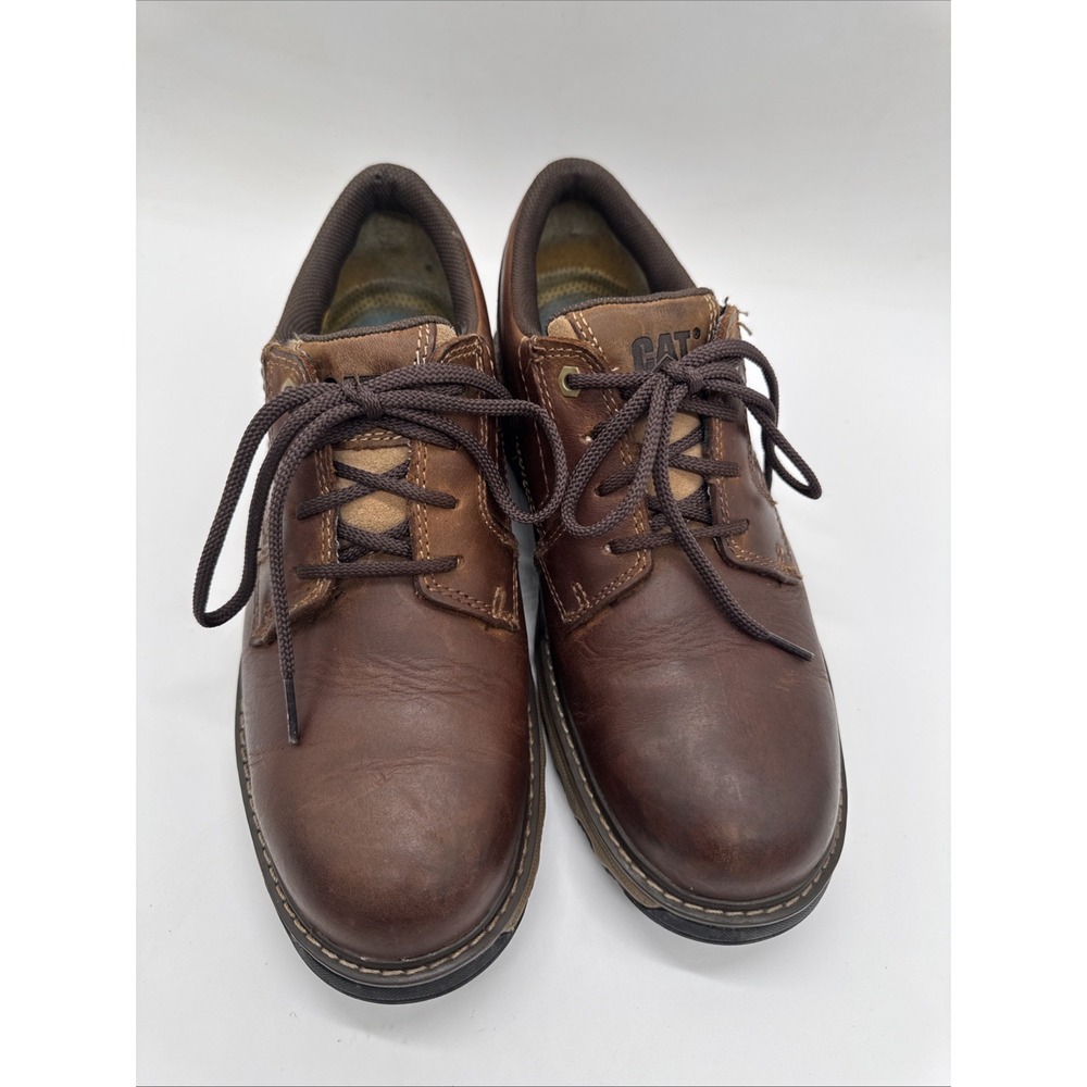 CAT Caterpillar Tyndall SD P74068 Mens 9.5 M Brown Leather Work Shoes Soft Toe
